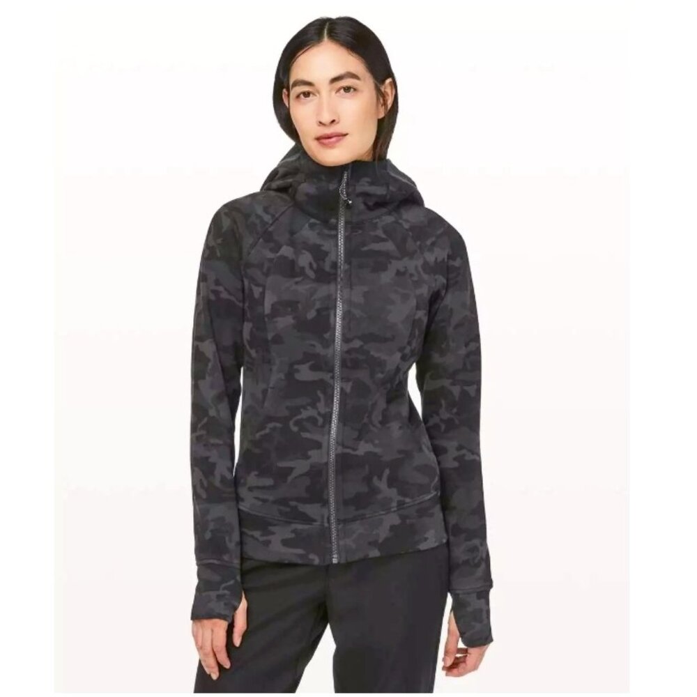 Lululemon Scuba Hoodie Light Cotton Fleece Grey Camo Women's Size 4
